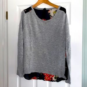Madison Lilly Aziz Floral Back Panel Gray Sweater